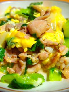鶏肉とチンゲン菜の卵とじ風炒め-レシピのメイン写真