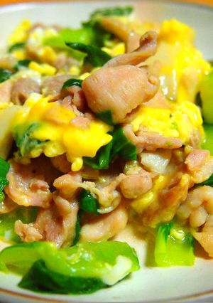 鶏肉とチンゲン菜の卵とじ風炒め-レシピのメイン写真