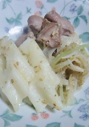 ちくわぶ＋白髪ねぎ＋砂肝のごま白だし味-レシピのメイン写真