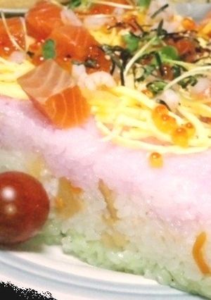 簡単三色ちらし寿司お祝いパーティ◇型で-レシピのメイン写真