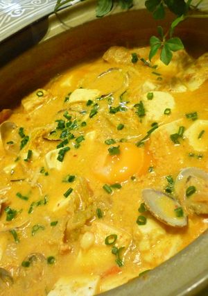 チーズでコク旨☆あさりと豆腐の豆乳チゲ-レシピのメイン写真