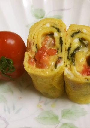 チーズとトマトの卵焼き-レシピのメイン写真