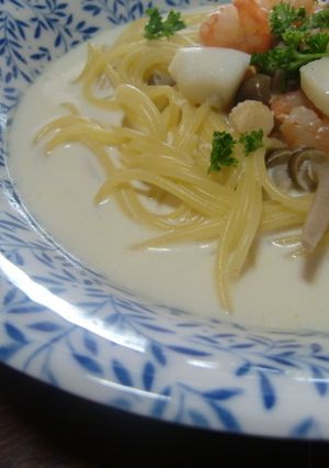 牛乳de簡単ぱぱっとスープパスタ-レシピのメイン写真