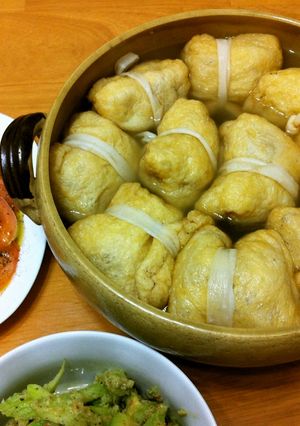 お出汁しみしみ！油揚げの肉詰めお鍋-レシピのメイン写真