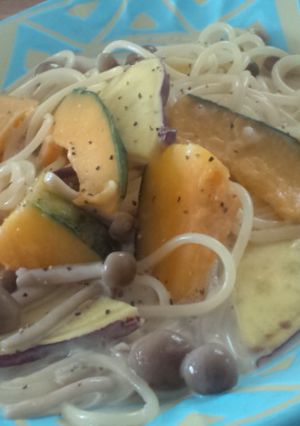 サツマイモとカボチャのクリームパスタ-レシピのメイン写真