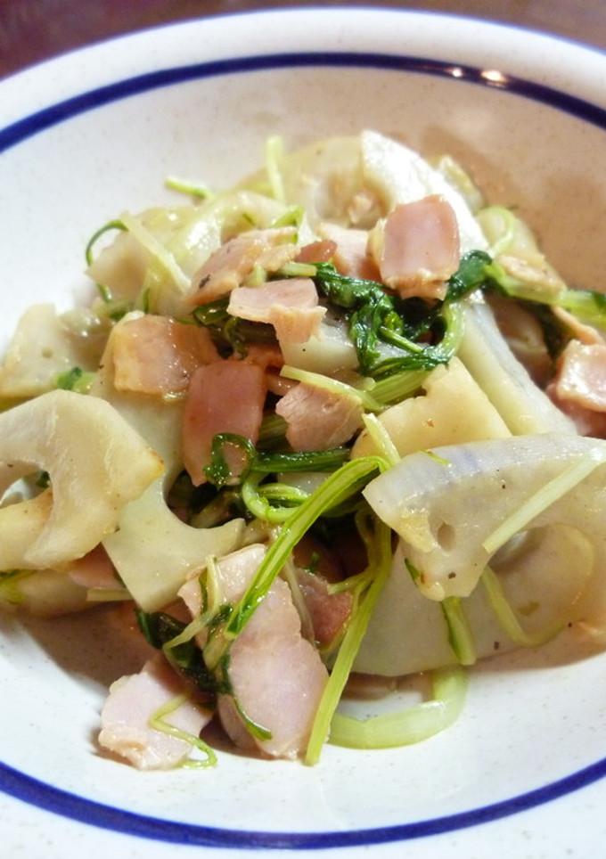 蓮根と水菜のベーコン炒め(o^∀^o)-レシピのメイン写真