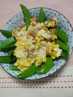 チーズをきかせたスナップエンドウの卵炒め-レシピのメイン写真