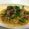 菜の花,ベーコン,舞茸のスパゲティ