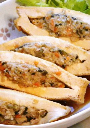 高菜漬け入りの生揚げの肉詰め煮-レシピのメイン写真