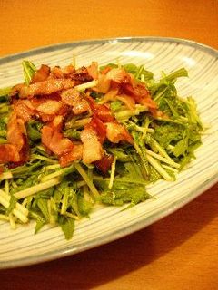 生が美味しい♪水菜とベーコンの和風サラダ-レシピのメイン写真
