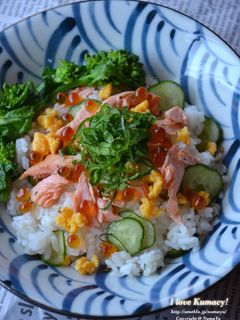 簡単☆鮭とイクラと菜の花のちらし寿司-レシピのメイン写真