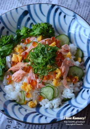 簡単☆鮭とイクラと菜の花のちらし寿司-レシピのメイン写真