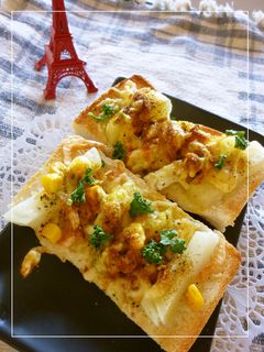 桜えび×じゃが芋×コーンのカレートースト-レシピのメイン写真