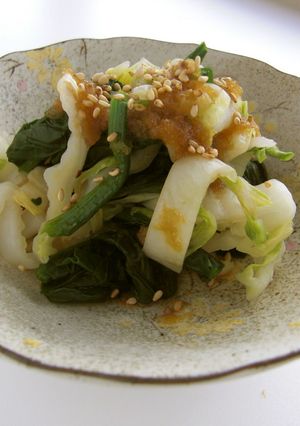 白菜とほうれん草の玉ねぎポン酢和え-レシピのメイン写真