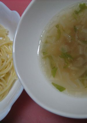 昆布茶で味付け、超簡単つけスパゲティ!-レシピのメイン写真