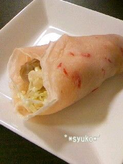 海老入り♪コナモン手巻きでキャベツ焼き風-レシピのメイン写真