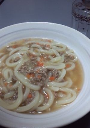あったか 挽き肉うどん-レシピのメイン写真