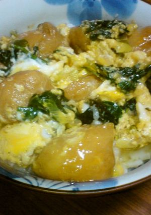 寒締めほうれん草とあぶら麩の卵とじ丼-レシピのメイン写真