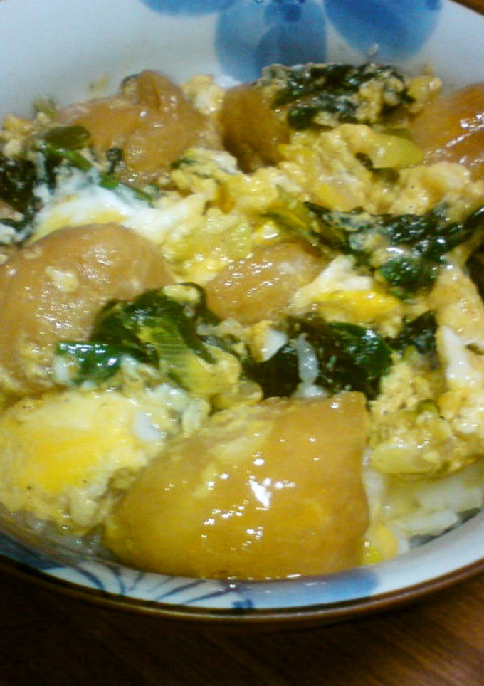 寒締めほうれん草とあぶら麩の卵とじ丼-レシピのメイン写真