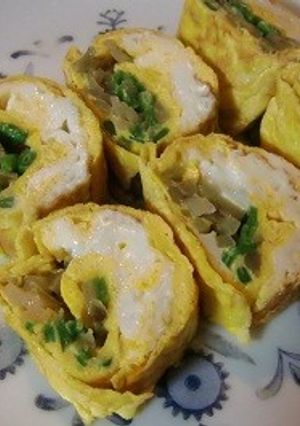 ザーサイときぬさやで作る、２色卵焼き♬-レシピのメイン写真