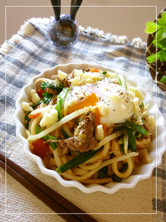 福神漬け×塩麹のカレー風味焼きうどん-レシピのメイン写真