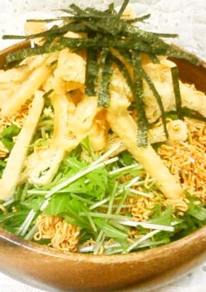 水菜と油揚げのラーメンINサラダ-レシピのメイン写真
