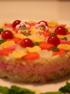 おひなまつりに♪ケーキ風ちらし寿司-レシピのメイン写真