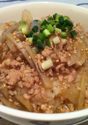 ゴボウと鶏挽肉のあんかけ丼-レシピのメイン写真