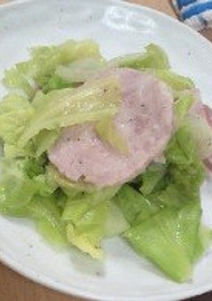 キャベツとレタスとハムの塩炒め-レシピのメイン写真