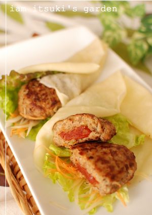 ケチャップ入りハンバーグのコナモン手巻き-レシピのメイン写真