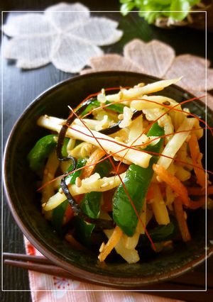 筍・人参・ピーマンの塩麹・塩昆布炒め-レシピのメイン写真
