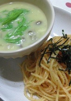 豆乳チャウダーのめんたいつけパスタ-レシピのメイン写真