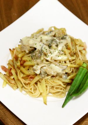 ベーコンポテト–きのこチーズかけ–-レシピのメイン写真