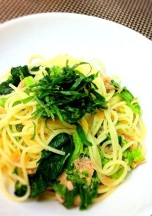 菜の花＆ツナの梅しそスパゲッティ-レシピのメイン写真