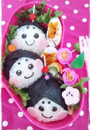 ♡ひな祭り♡3人官女ちゃん＊キャラ弁-レシピのメイン写真