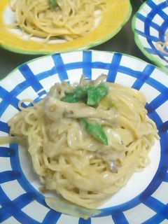 きのことアスパラの和風味噌クリームパスタ-レシピのメイン写真