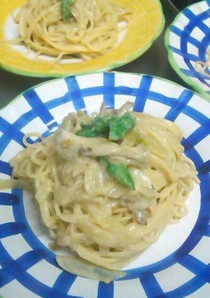きのことアスパラの和風味噌クリームパスタ-レシピのメイン写真