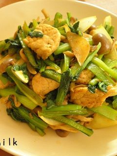 *小松菜と豚もものカレー炒め*-レシピのメイン写真