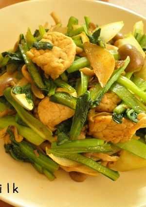 *小松菜と豚もものカレー炒め*-レシピのメイン写真