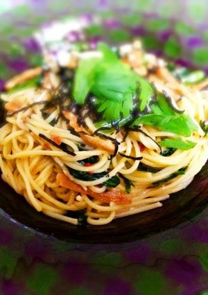 春菊と酒盗のパスタ-レシピのメイン写真