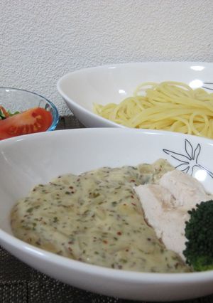 タラゴンのクリームソースつけ麺スパゲティ-レシピのメイン写真
