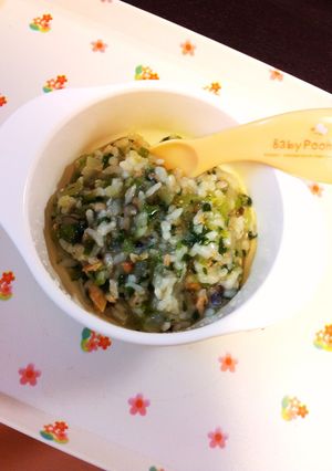 小松菜・しめじ・鮭のごま粥＊離乳食-レシピのメイン写真