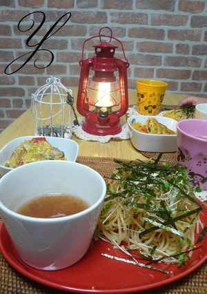 *コンソメ梅あんdeつけパスタ*-レシピのメイン写真