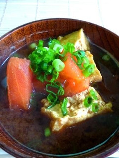 トマトと厚揚げの味噌汁-レシピのメイン写真