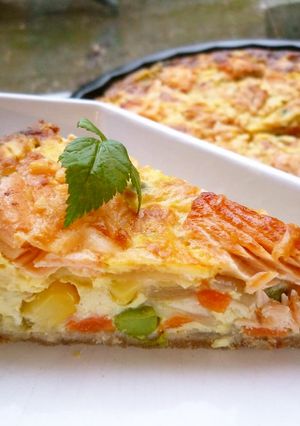 簡単生地キッシュ★ごろごろサーモンと野菜-レシピのメイン写真