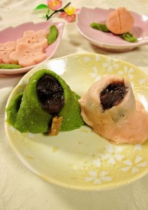 米粉のおから餅で練りきり♫お雛様-レシピのメイン写真