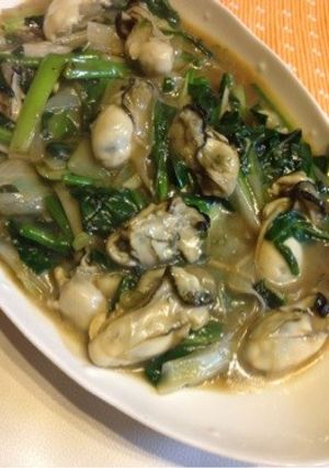 牡蠣と法蓮草のオイスターソース炒め-レシピのメイン写真