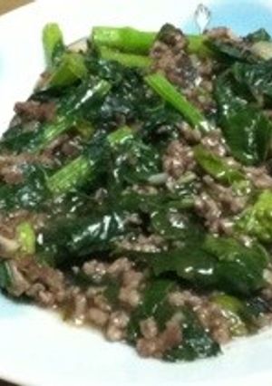 菜の花と挽肉のオイスター炒め-レシピのメイン写真