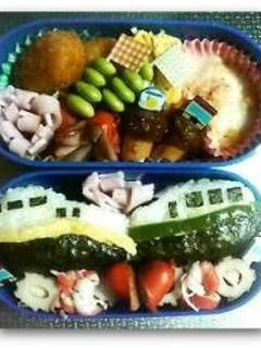 【新幹線E4系MAX&つばさ キャラ弁】-レシピのメイン写真