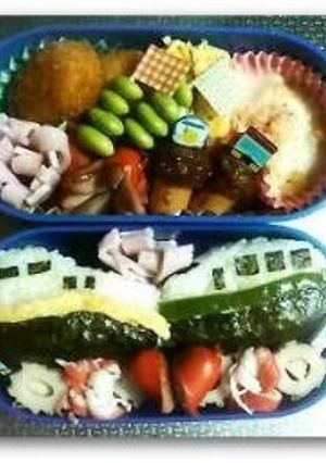 【新幹線Ｅ４系ＭＡＸ＆つばさ　キャラ弁】-レシピのメイン写真